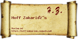 Hoff Zakariás névjegykártya